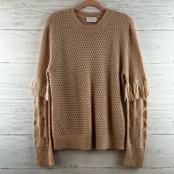 Tanya Taylor Naomi Open Knit Fringe Sweater Size M - Picture 1 of 8